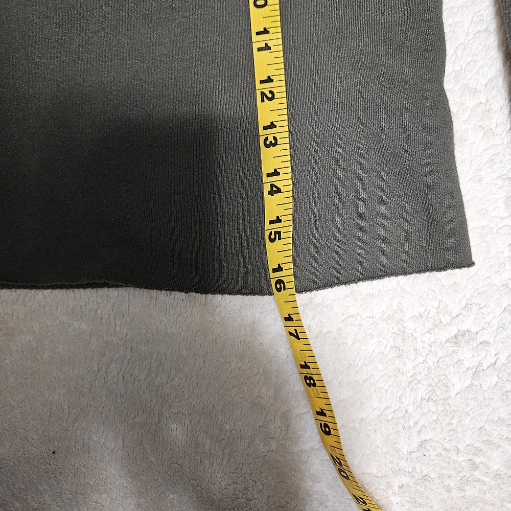 wild fable Olive Green Cropped Hoodie with White Drawstrings - Picture 6 of 6
